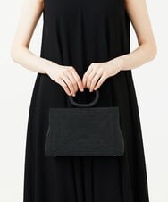 GK5GF01450 Sybilla(シビラ) コード刺繍リングハンドルバッグ ブラック
