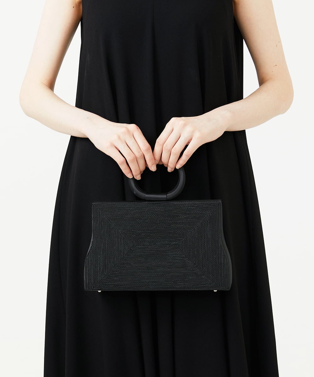 GK5GF01450 Sybilla(シビラ) コード刺繍リングハンドルバッグ ブラック