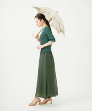 GKYGB03210 Sybilla(シビラ) 【晴雨兼用・UVカット】フラワーモチーフ刺繍日傘 ベージュ