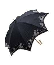 GKYGB03210 Sybilla(シビラ) 【晴雨兼用・UVカット】フラワーモチーフ刺繍日傘 ブラック