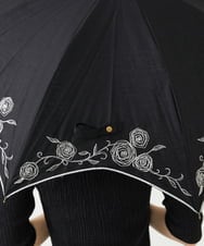 GKYGB03210 Sybilla(シビラ) 【晴雨兼用・UVカット】フラワーモチーフ刺繍日傘 ブラック