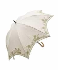 GKYGB03210 Sybilla(シビラ) 【晴雨兼用・UVカット】フラワーモチーフ刺繍日傘 ベージュ