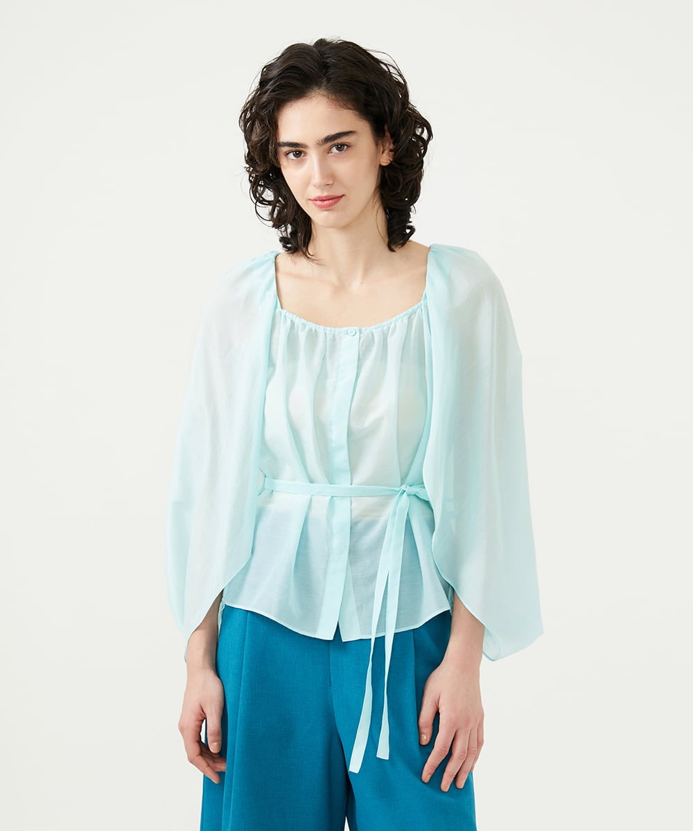 GLBGD01220 S sybilla(エス  バイ シビラ) シアーケープブラウス ペールグリーン