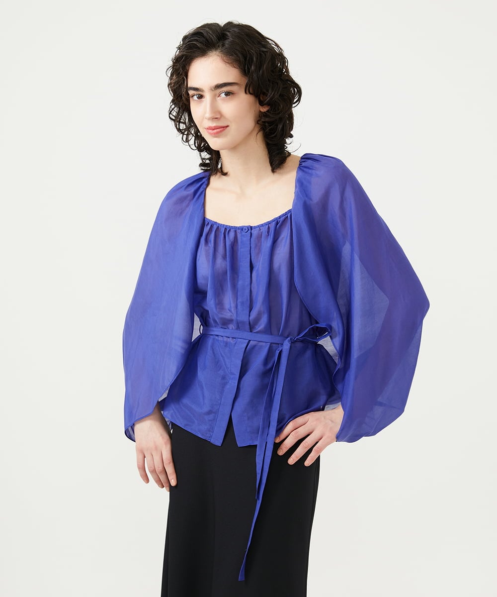 GLBGD01220 S sybilla(エス  バイ シビラ) シアーケープブラウス ブルー
