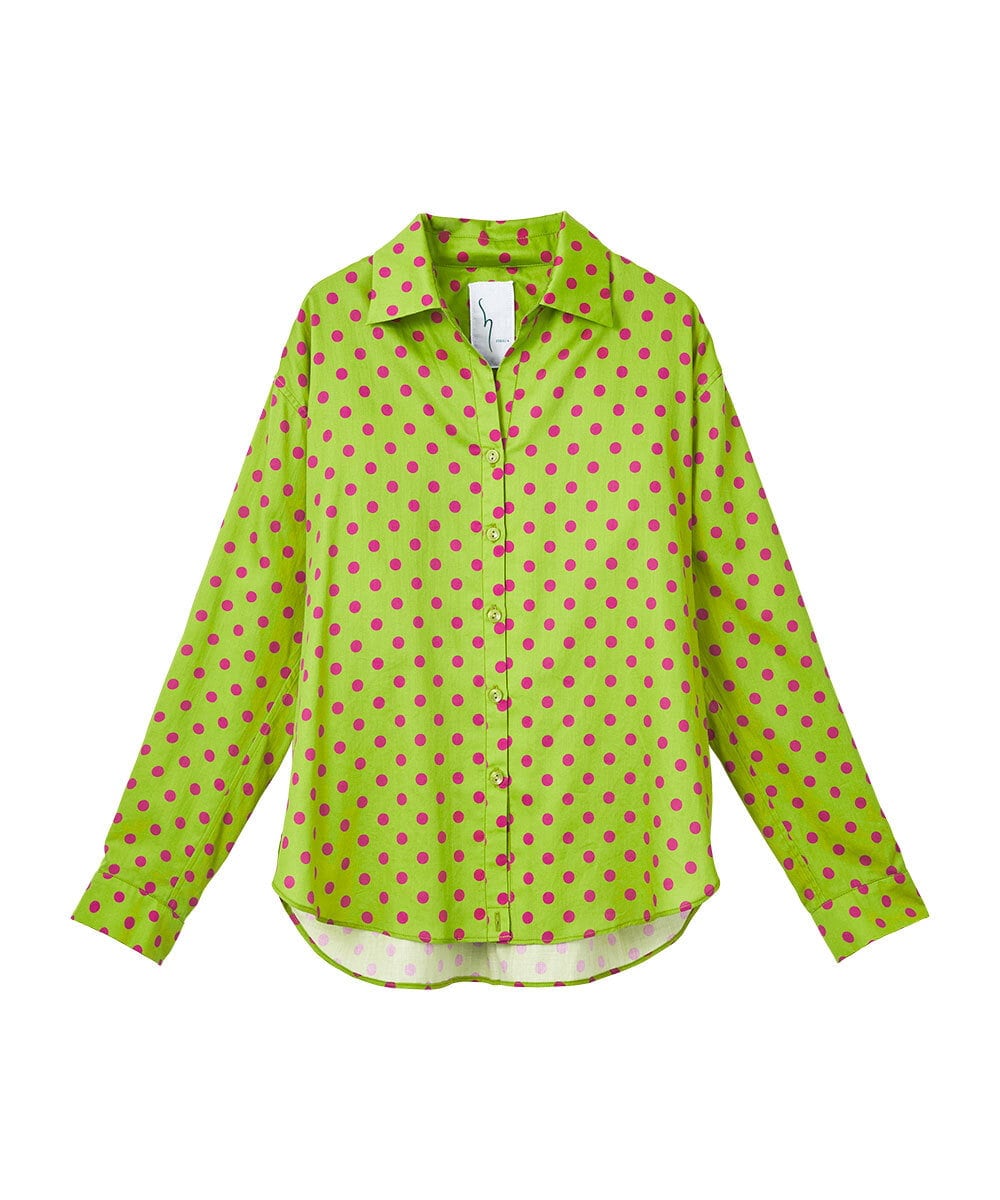GLBGD02200 S sybilla(エス  バイ シビラ) ドットプリントシャツ ライトグリーン×パープルドット