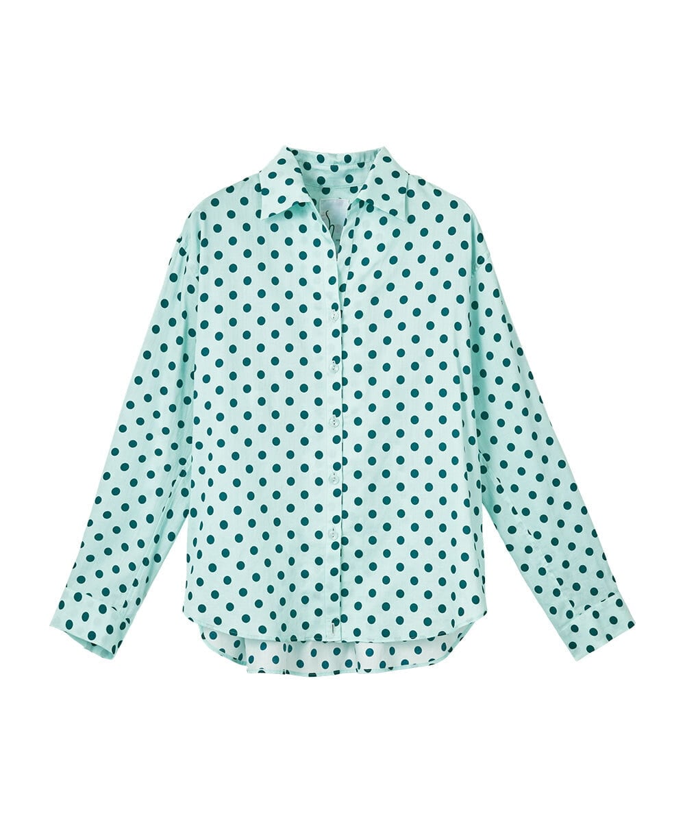 GLBGD02200 S sybilla(エス  バイ シビラ) ドットプリントシャツ アイスブルー×ターコイズドット