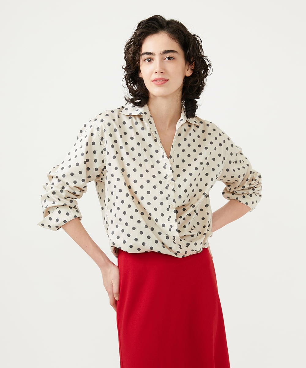 GLBGD02200 S sybilla(エス  バイ シビラ) ドットプリントシャツ ベージュ×スモークブラックドット