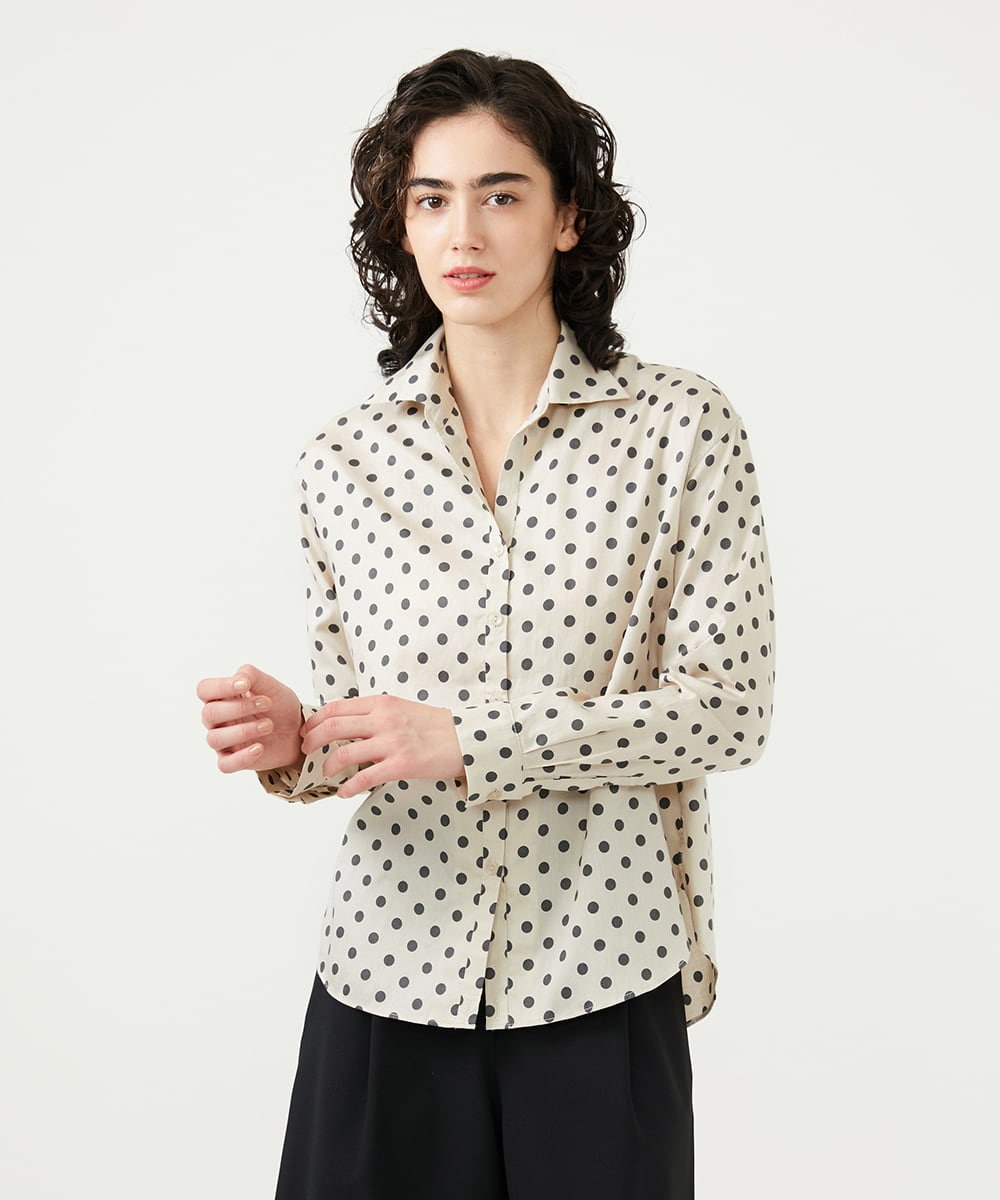 GLBGD02200 S sybilla(エス  バイ シビラ) ドットプリントシャツ ベージュ×スモークブラックドット