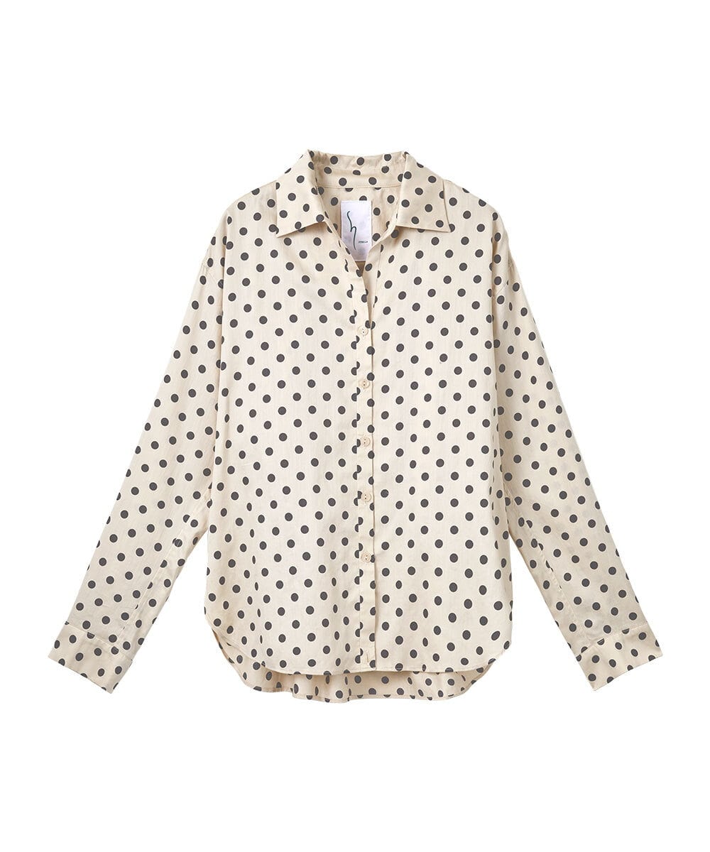 GLBGD02200 S sybilla(エス  バイ シビラ) ドットプリントシャツ ベージュ×スモークブラックドット