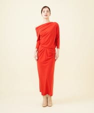GLEAA01270 S sybilla(エス  バイ シビラ) 【ドラマ着用】ドレープショルダージャージードレス レッドオレンジ