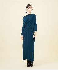 GLEAA01270 S sybilla(エス  バイ シビラ) 【ドラマ着用】ドレープショルダージャージードレス ダークエメラルドグリーン