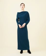 GLEAA01270 S sybilla(エス  バイ シビラ) 【ドラマ着用】ドレープショルダージャージードレス ダークエメラルドグリーン