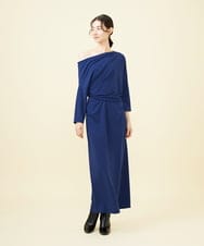 GLEAA01270 S sybilla(エス  バイ シビラ) 【ドラマ着用】ドレープショルダージャージードレス インクブルー