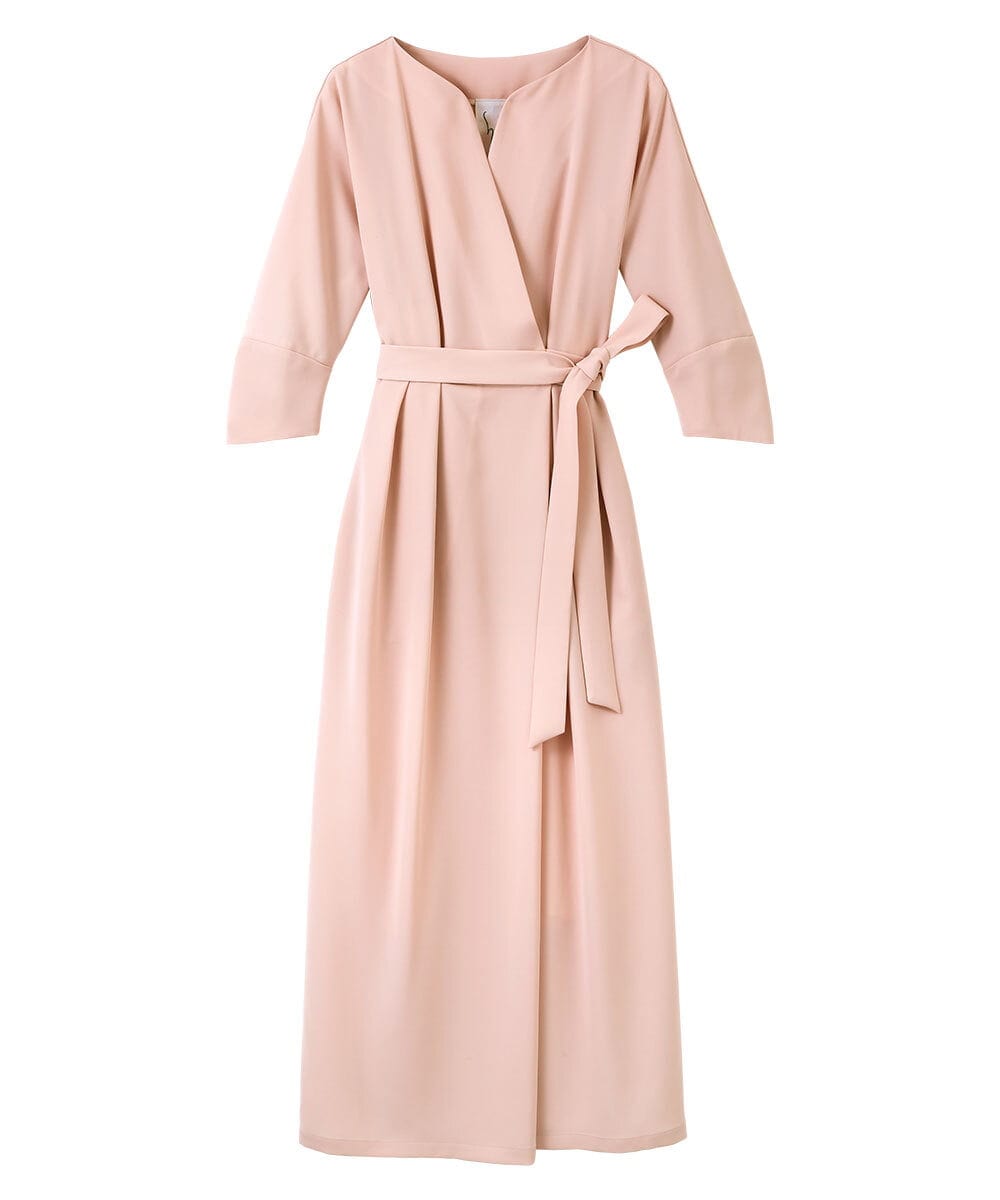 GLEAD01360 S sybilla キーネックラップドレス