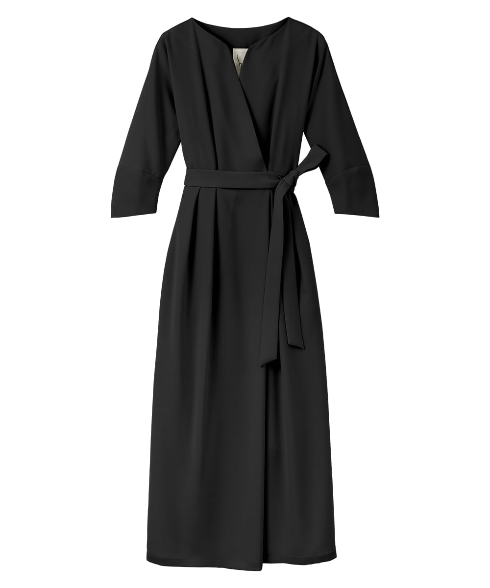 GLEAD01360 S sybilla キーネックラップドレス