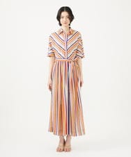 GLEGA03420 S sybilla(エス  バイ シビラ) ストライプシャツドレス レッド＆ブルー系