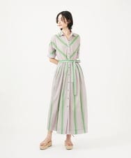 GLEGA03420 S sybilla(エス  バイ シビラ) ストライプシャツドレス ピンク＆グリーン