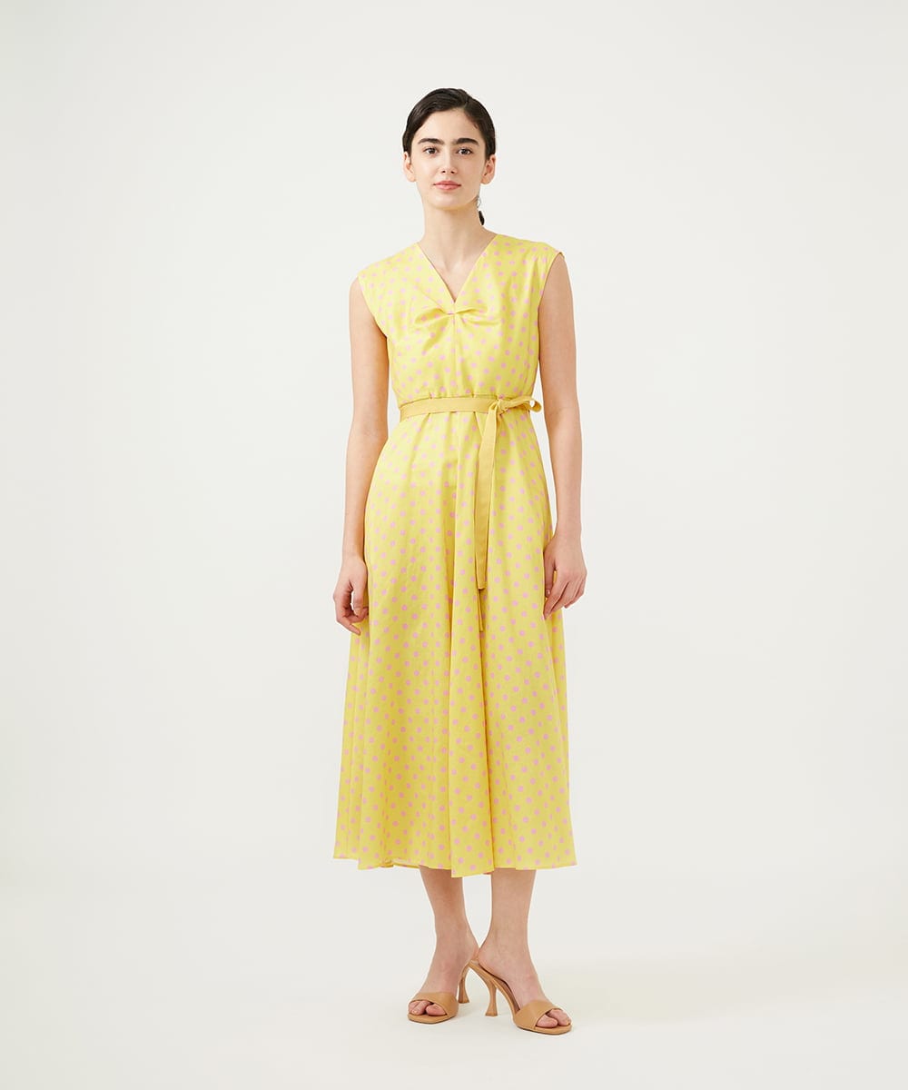 GLEGD01360 S sybilla(エス  バイ シビラ) ドットプリントフレアードレス イエロー×ピンクドット