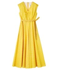 GLEGD01360 S sybilla(エス  バイ シビラ) ドットプリントフレアードレス イエロー×ピンクドット