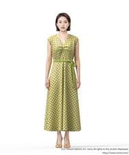 GLEGD01360 S sybilla(エス  バイ シビラ) ドットプリントフレアードレス ライトグリーン×パープルドット