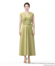 GLEGD01360 S sybilla(エス  バイ シビラ) ドットプリントフレアードレス ライトグリーン×パープルドット