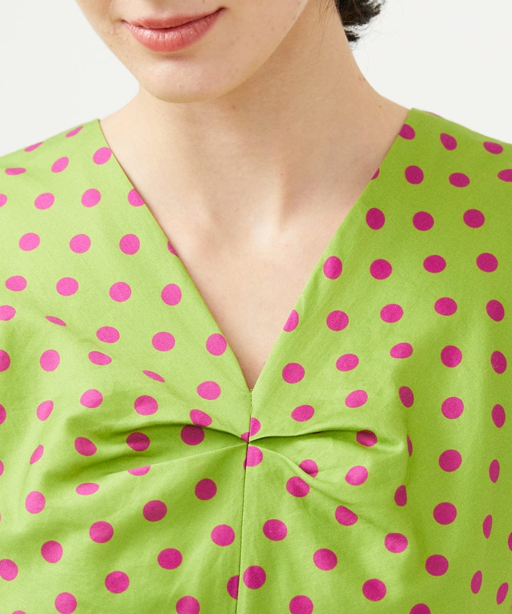 GLEGD01360 S sybilla(エス  バイ シビラ) ドットプリントフレアードレス ライトグリーン×パープルドット