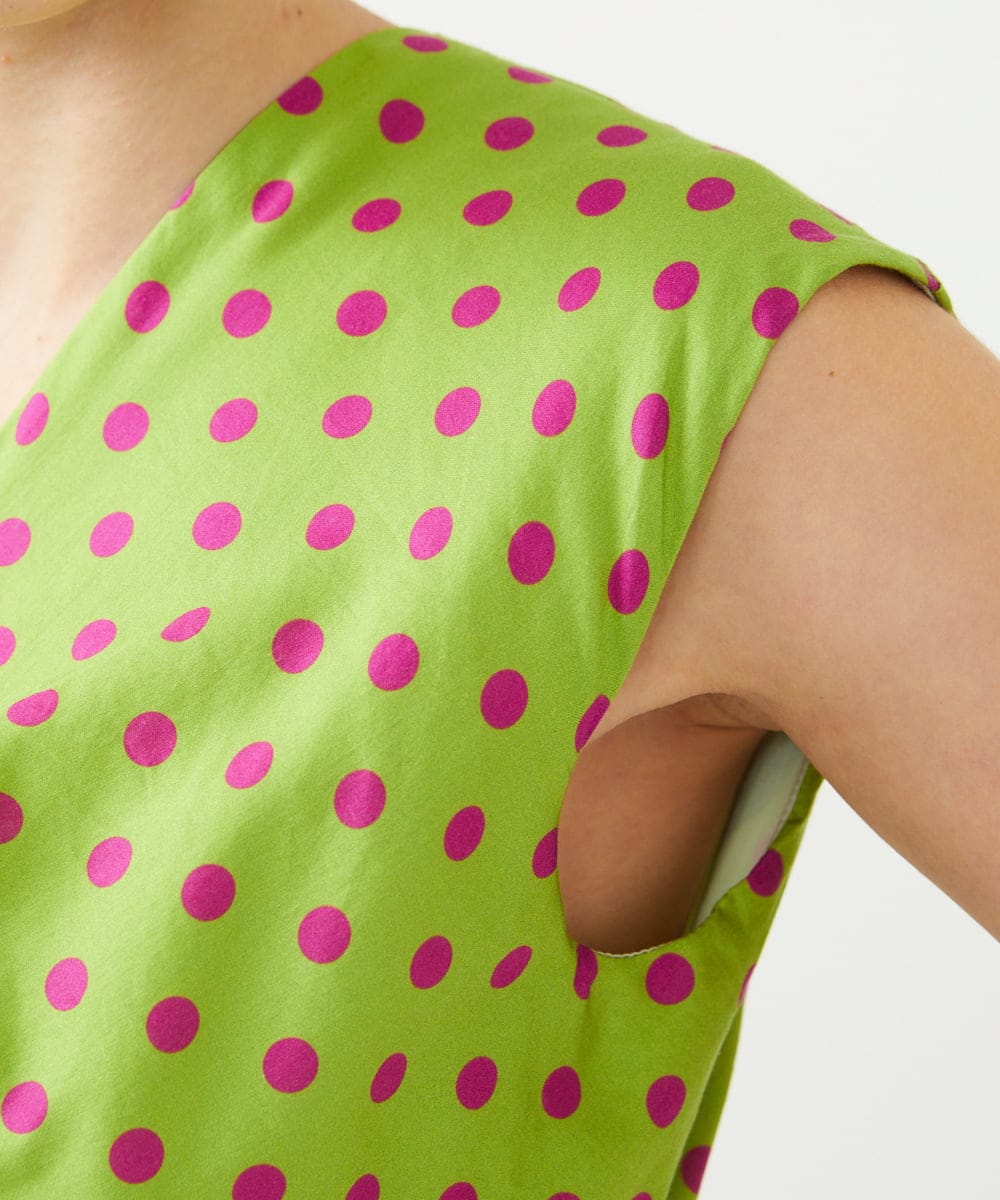 GLEGD01360 S sybilla(エス  バイ シビラ) ドットプリントフレアードレス ライトグリーン×パープルドット