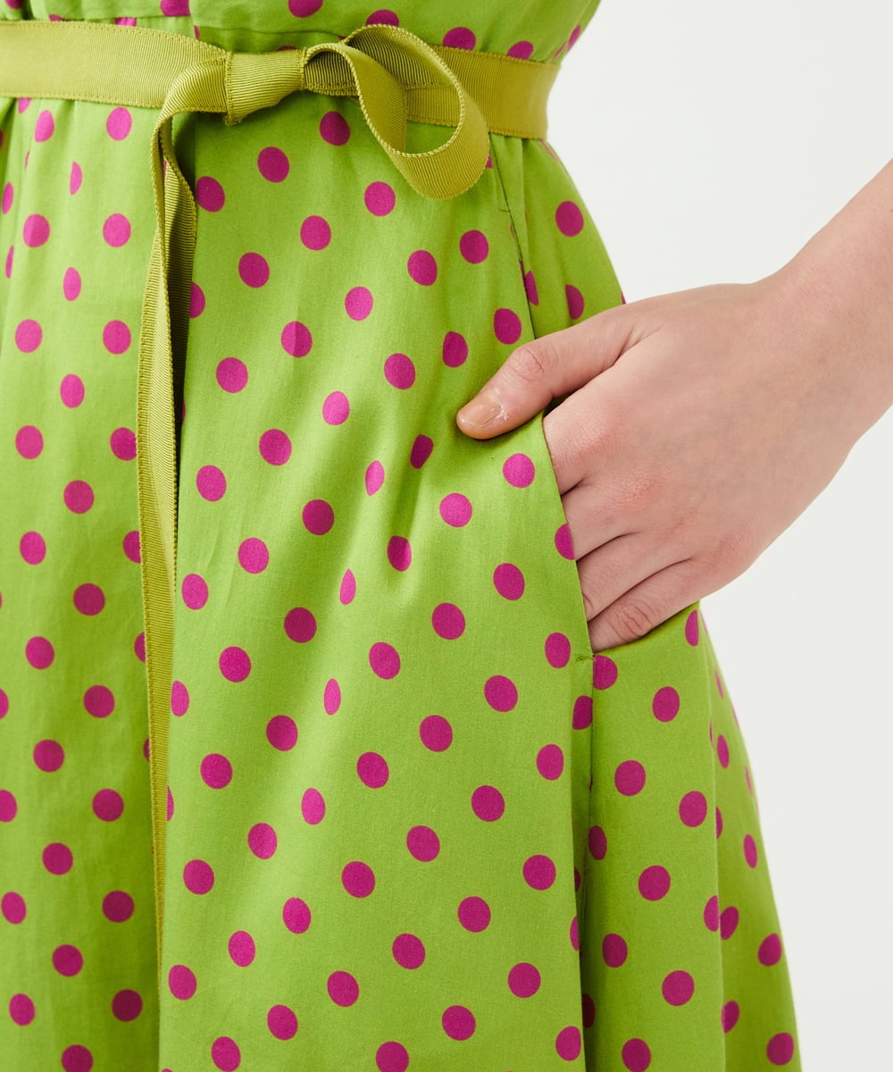 GLEGD01360 S sybilla(エス  バイ シビラ) ドットプリントフレアードレス ライトグリーン×パープルドット