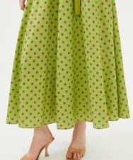 GLEGD01360 S sybilla(エス  バイ シビラ) ドットプリントフレアードレス ライトグリーン×パープルドット