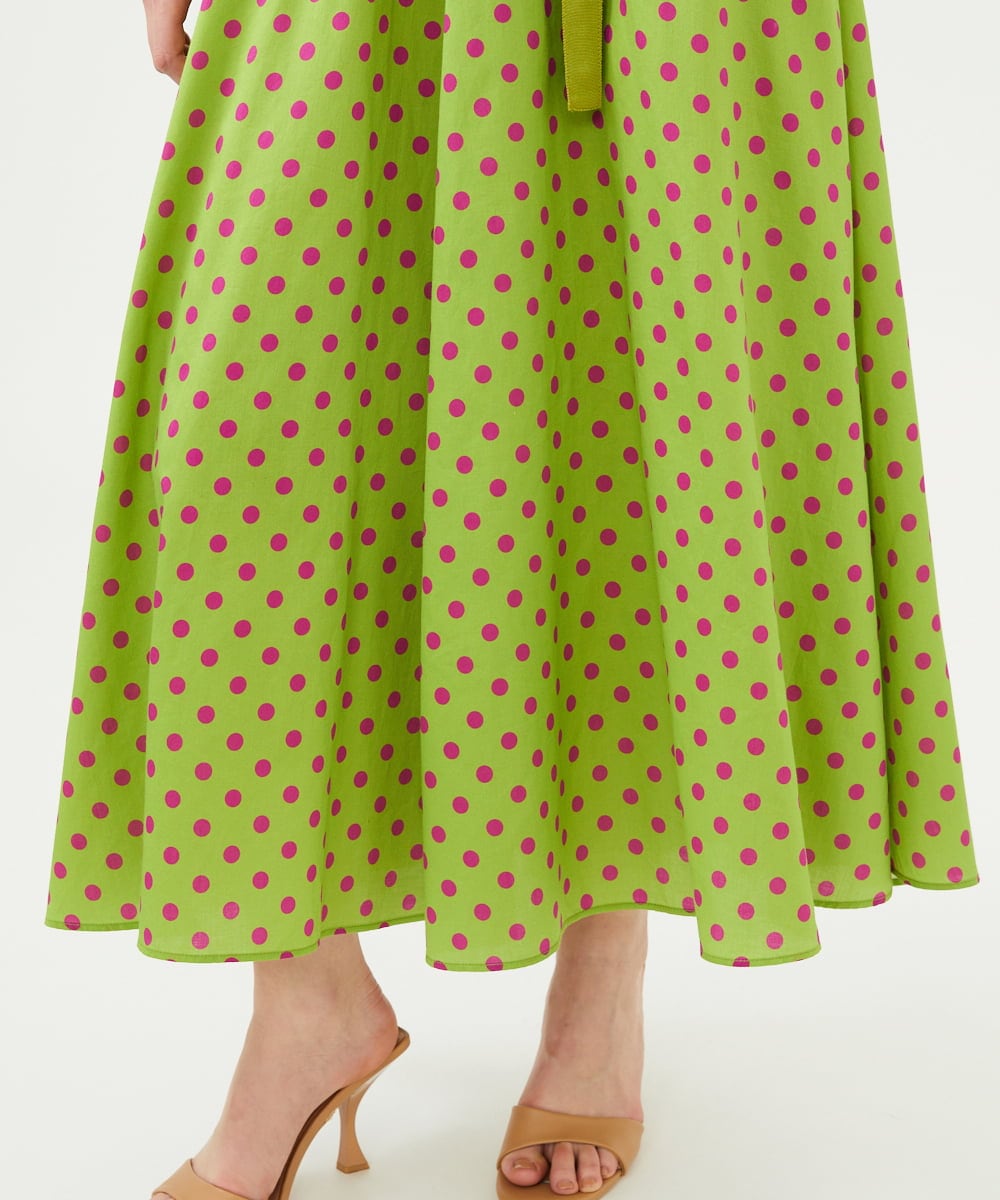 GLEGD01360 S sybilla(エス  バイ シビラ) ドットプリントフレアードレス ライトグリーン×パープルドット