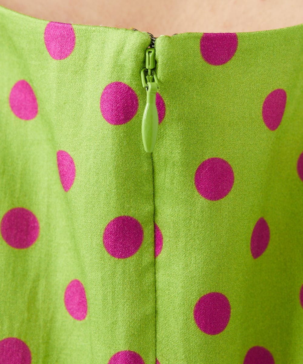 GLEGD01360 S sybilla(エス  バイ シビラ) ドットプリントフレアードレス ライトグリーン×パープルドット