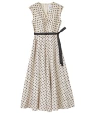 GLEGD01360 S sybilla(エス  バイ シビラ) ドットプリントフレアードレス ベージュ×スモークブラックドット