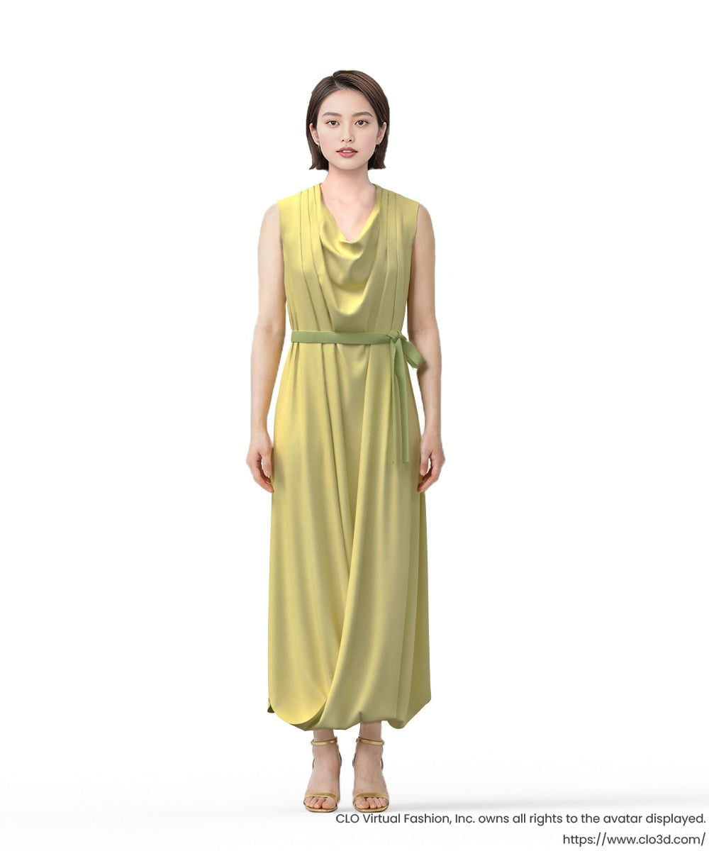 GLEGD02400 S sybilla(エス  バイ シビラ) ツイストヘムドレープドレス レモンイエロー