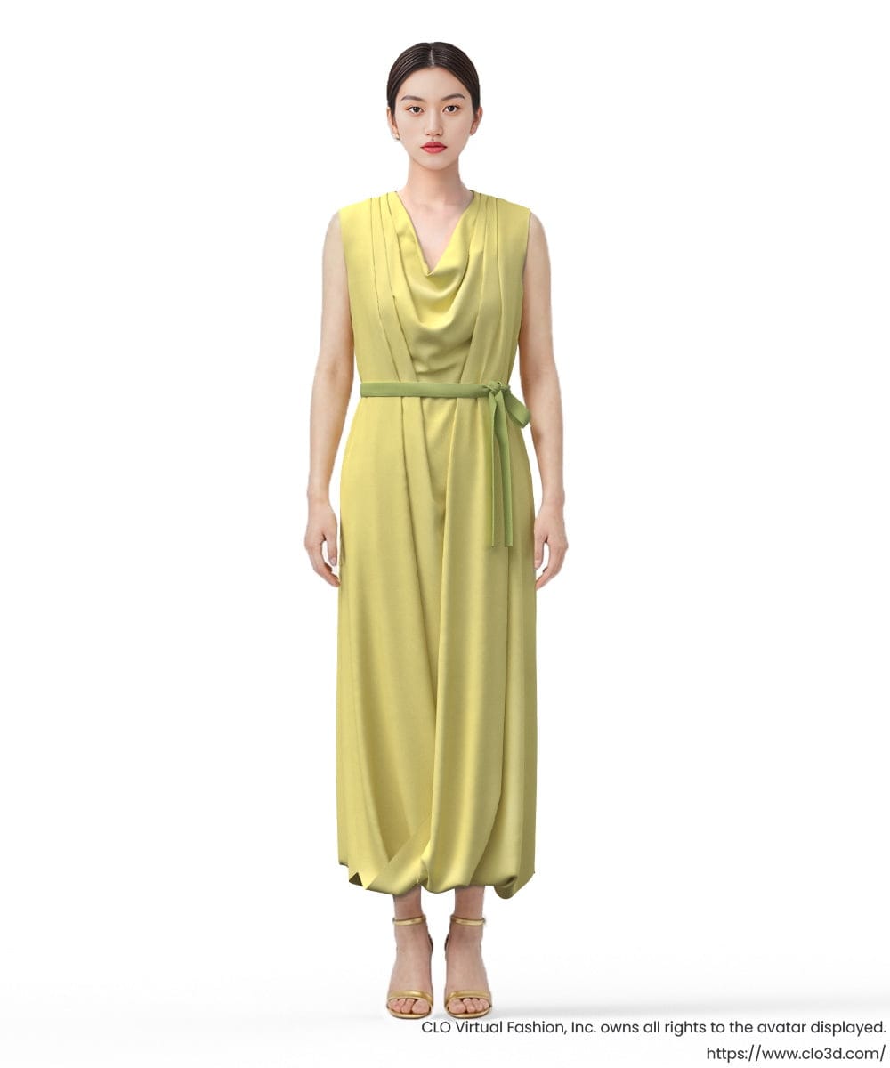 GLEGD02400 S sybilla(エス  バイ シビラ) ツイストヘムドレープドレス レモンイエロー