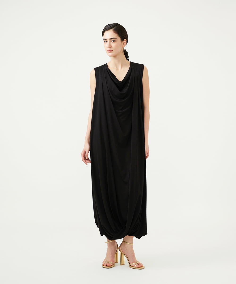 GLEGD02400 S sybilla(エス  バイ シビラ) ツイストヘムドレープドレス ブラック