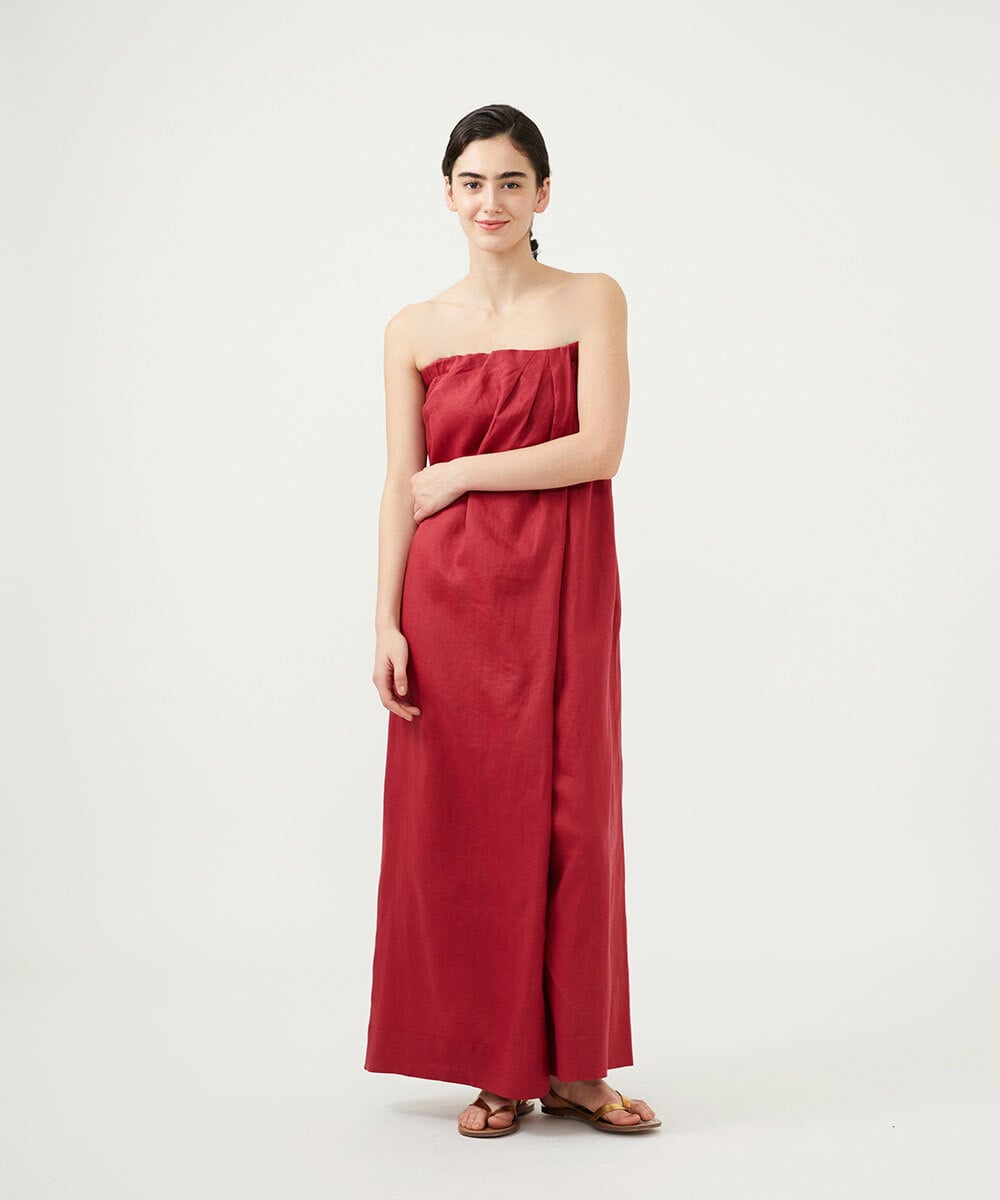 GLEGD04360 S sybilla(エス  バイ シビラ) カラーリネンベアジャンプスーツ レッド