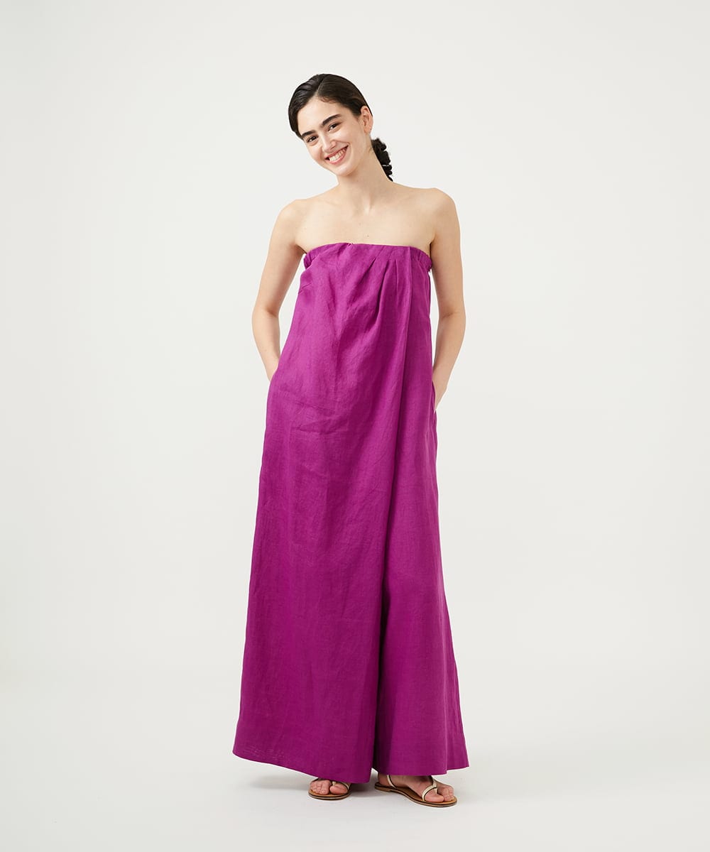 GLEGD04360 S sybilla(エス  バイ シビラ) カラーリネンベアジャンプスーツ モーブ