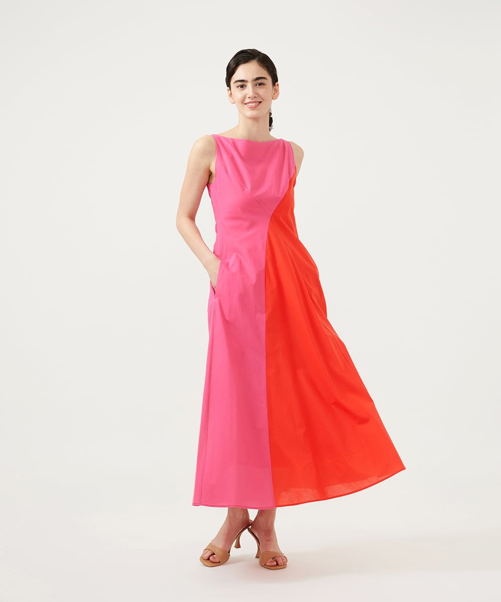 GLEGD06400 S sybilla(エス  バイ シビラ) カラーブロックドレス ピンク×オレンジ