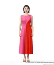 GLEGD06400 S sybilla(エス  バイ シビラ) カラーブロックドレス ピンク×オレンジ