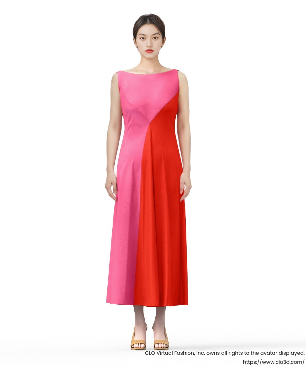 GLEGD06400 S sybilla(エス  バイ シビラ) カラーブロックドレス ピンク×オレンジ