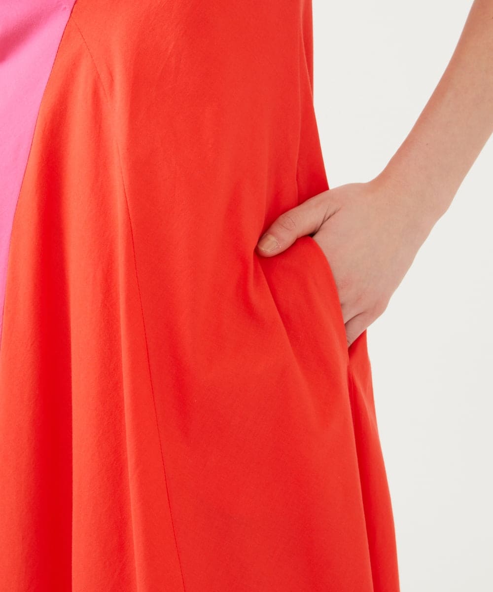 GLEGD06400 S sybilla(エス  バイ シビラ) カラーブロックドレス ピンク×オレンジ