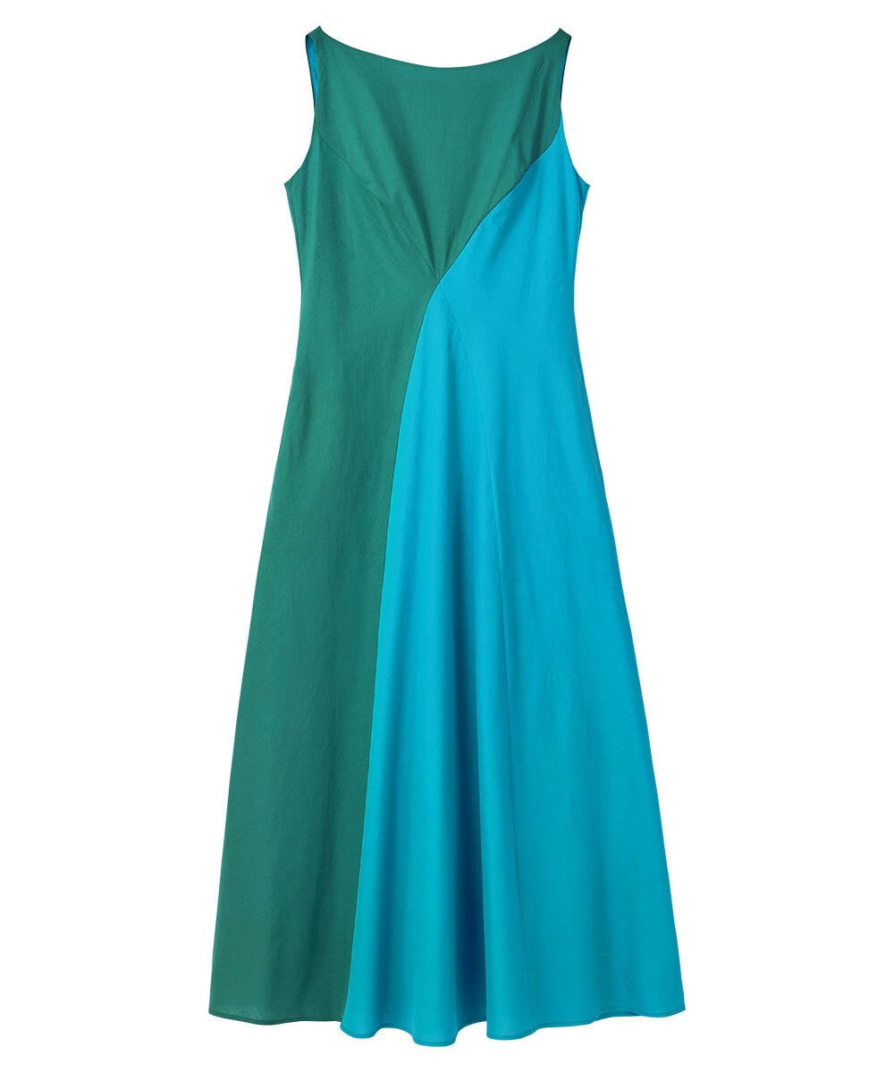 GLEGD06400 S sybilla(エス  バイ シビラ) カラーブロックドレス ティール×ターコイズ