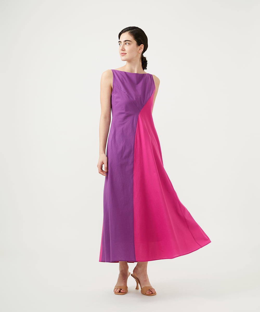 GLEGD06400 S sybilla(エス  バイ シビラ) カラーブロックドレス パープル×モーブ