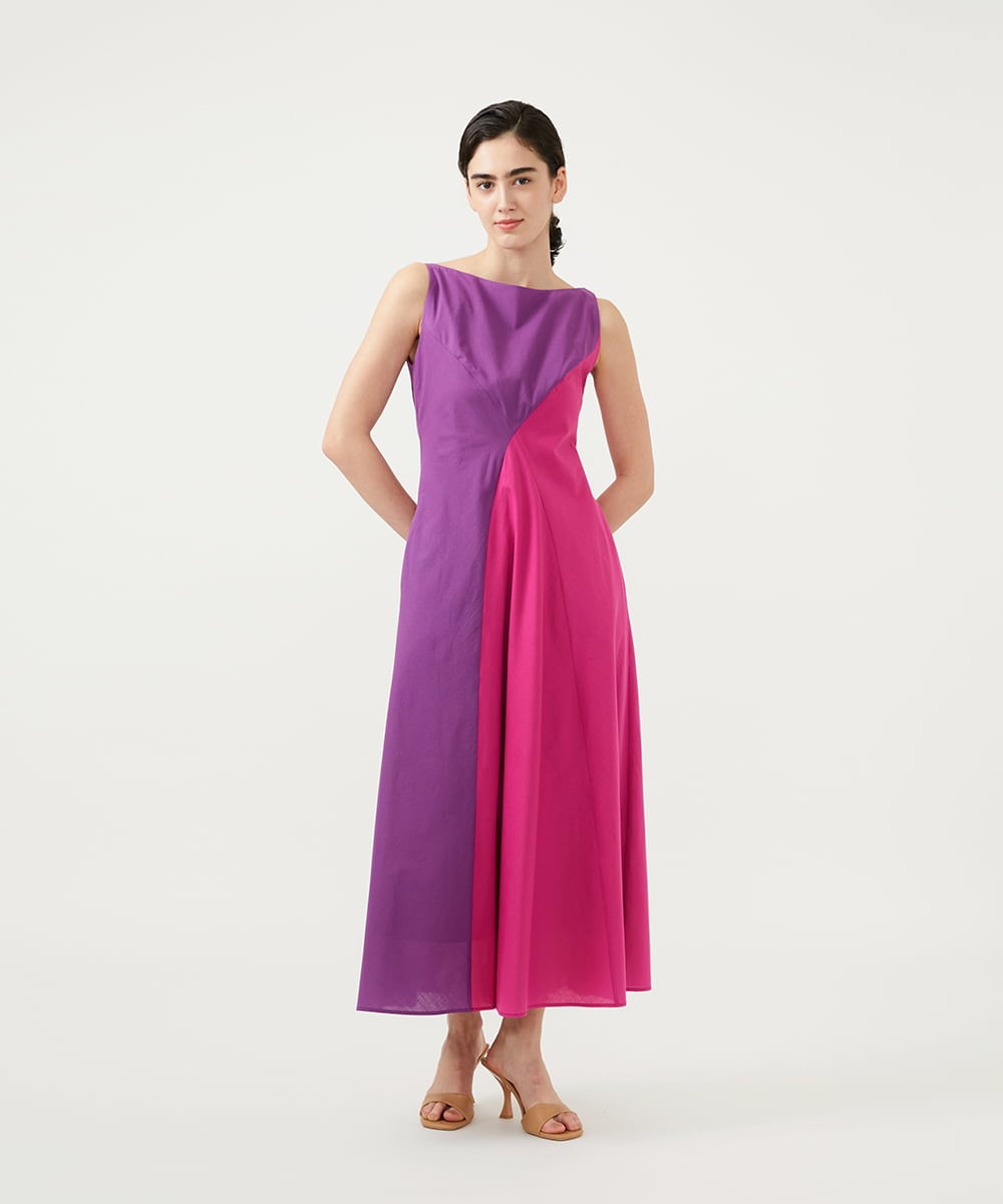 GLEGD06400 S sybilla(エス  バイ シビラ) カラーブロックドレス パープル×モーブ