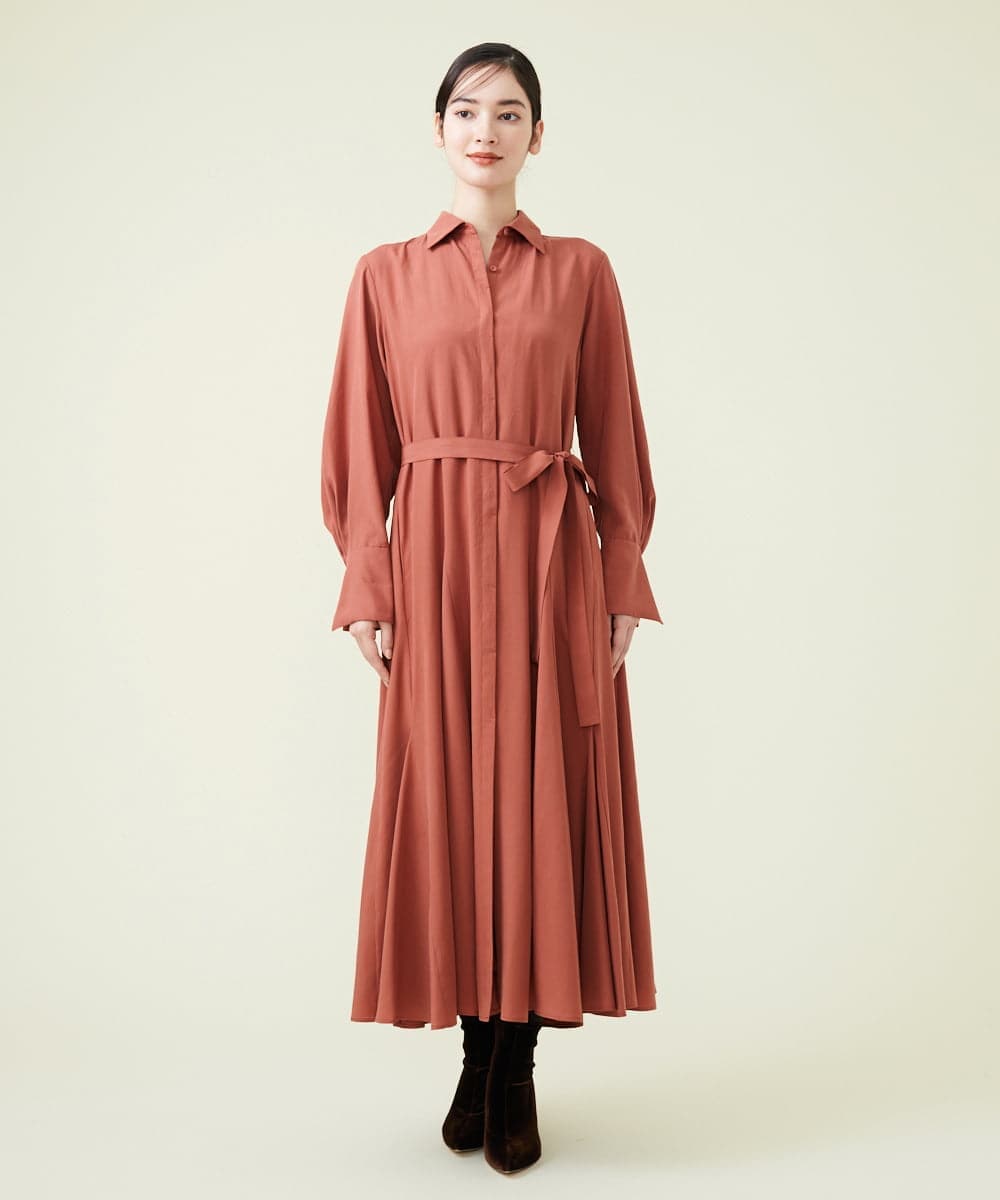 GLEGS01300 S sybilla(エス  バイ シビラ) フルートヘム シャツドレス テラコッタ