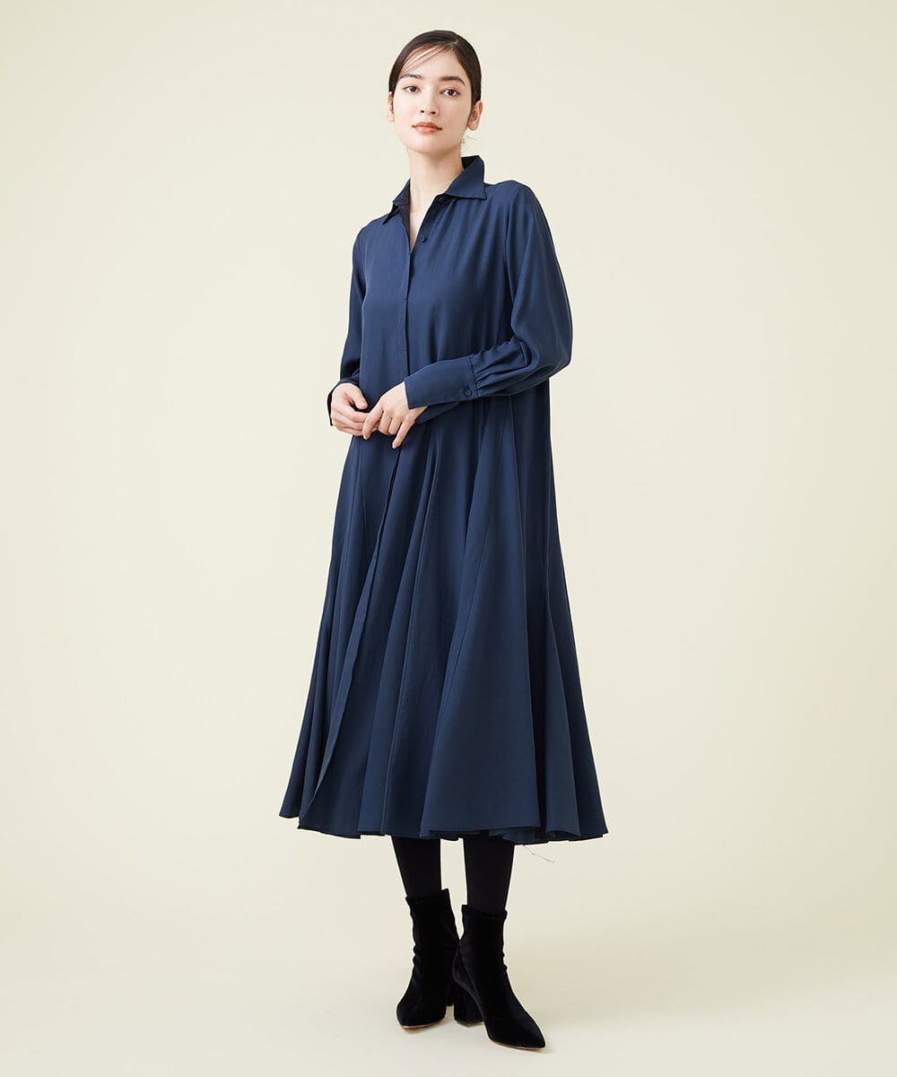 GLEGS01300 S sybilla(エス  バイ シビラ) フルートヘム シャツドレス ネイビー