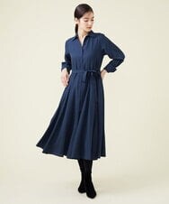 GLEGS01300 S sybilla(エス  バイ シビラ) フルートヘム シャツドレス ネイビー