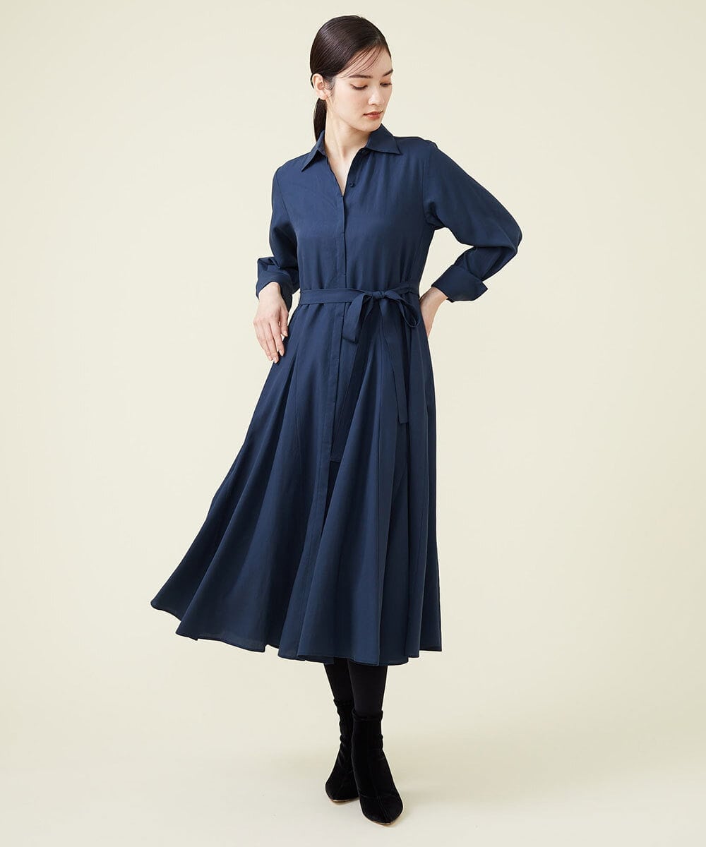 GLEGS01300 S sybilla(エス  バイ シビラ) フルートヘム シャツドレス ネイビー