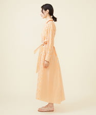 GLEGX01270 S sybilla(エス  バイ シビラ) 【ドラマ着用】バイカラーストライプシャツドレス オレンジ x ライトグリーン
