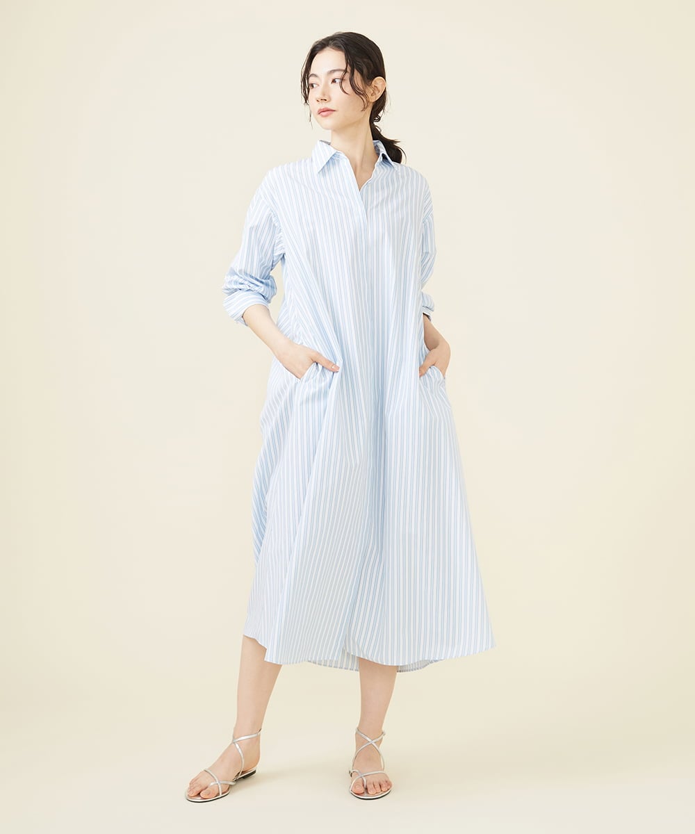 GLEGX12270 S sybilla(エス  バイ シビラ) 【メディア着用】ストライプシャツドレス ペールブルー